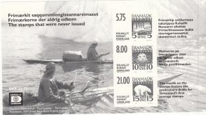 Greenland MNH 2001 Scott #389a Black Print Souvenir sheet of 3 plus labels Un...