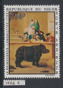 XG-X728 NIGER IND - Paintings, 1974 Rhinoceros, Longhi, Airmail MNH Set