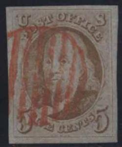 US Scott #1 Used, VF/XF, Red cancel