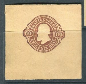 BRAZIL; 1880s early classic Dom Pedro issue Mint Postal Stationary Piece