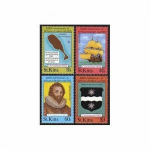 St Kitts 173-176,MNH.Michel 168-171. Christmas 1985.Sir Francis Drake.Ship,Map.