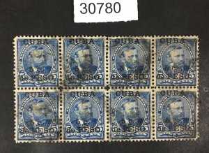 US CUBA POSSESSIONS # 225 BLOCK OF 8 USED $ LOT #30780