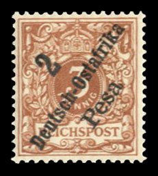 German Colonies, German East Africa #6a Cat$90, 1896 2p on 3pf light brown, n...