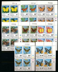 VIRGIN ISLANDS 711-718 MINT NH BLOCKS OF 4 BUTTERFLIES