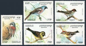 Cambodia 1397-1401,1402,MNH.Mi 1476-1480,Bl.211. Birds 1994.Remiz pendulinus,