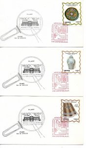 MEXICO 1987 MEXICAN ART CRAFTS ARCHAEOLOGY 3 VALUES ON 3 FIRST DAY COVER FDC