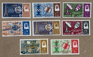 Qatar 1965 ITU Space, MNH.  Scott 61-68, CV $35.75.  Michel 64-71A, CV €30.00