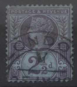 Great Britain -Scott 114 - QV Head -1887- FU- Wmk 30 - Violet Blue 2.1/2p Stamp