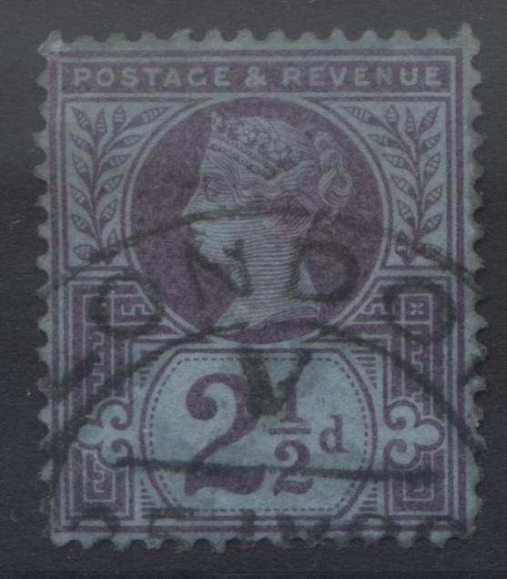 Great Britain -Scott 114 - QV Head -1887- FU- Wmk 30 - Violet Blue 2.1/2p Stamp