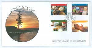 Norfolk Island 1050-1053 2012 Sunshine Club Quietly Helping The Community, Set Of 4, On An Unaddressed, Cacheted Fd Cover