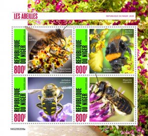 NIGER - 2020 - Bees - Perf 4v Sheet - Mint Never Hinged