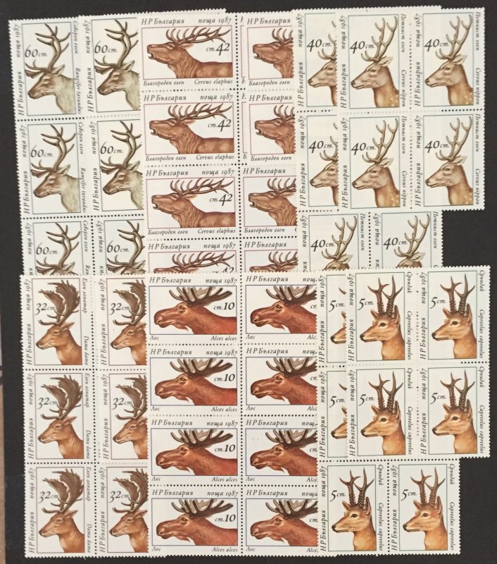 Bulgaria 1987 #3256-61, Deer, Wholesale lot of 10, MNH, CV $30.