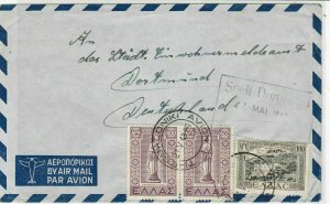 Greece 1948 Thessaloniki Cancel Airmail to Germany Multi Stamps Cover Ref 25018