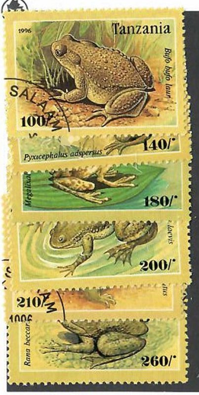 Tanzania; Scott 1453-1458;  1996;  Precanceled; NH; Frogs