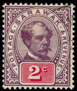 SARAWAK SG9, 2c purple & carmine, FINE USED.