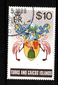 D3-Turks & Caicos-Scott#769-used $10 definitive-1988-