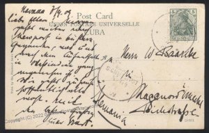 Germany 1909 Navy SMS Bremen MSP64 Feldpost Cover Havana Americas Station 107485