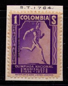 COLOMBIA Sc#447 var MH FVF Specimen Color Proof on Card