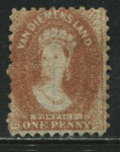 Tasmania QV 1864 1d brick red unused no gum