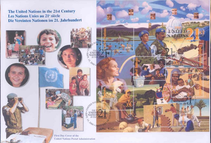 UNITED NATIONS  2000 UN IN THE 21st CENTURY SET OF 3  FIRST DAY COVERS  AS SHOWN