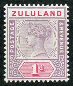 Zululand SG21 1d Dull Mauve and Carmine U/M