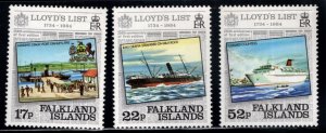 FALKLAND ISLANDS Scott 405-407 MH* LLOYD's List short set 3/4  - Scott 404