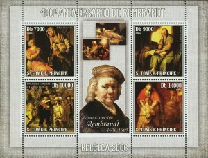 Paintings of Rembrandt Stamp The Apostle Paul in Prison S/S MNH #2812-2815
