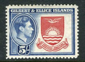 GILBERT ELLICE; 1938 early GVI Pictorial issue Mint hinged 5s. value