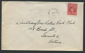 NEW BRUNSWICK SPLIT RING TOWN CANCEL COVER NEW JERSEY