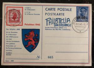1945 Differdange Luxembourg Postcard Cover Peischten Exhibition