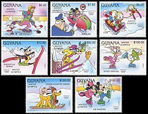 Guyana 2453-2460, MNH, Disney Albertville Winter Olympic Games