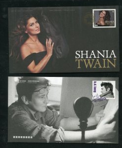 Canada  Country Music Singers FDCs Shania Twain, KD Lang