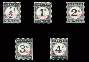 Fiji #J7-11S (SG D6-10s) Cat£160, 1918 Postage Dues, set of five, overprinte...