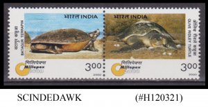 INDIA - 2000 ENDANGERED SPECIES / REPTILES / SEA LIFE SE-TENANT 2V MNH