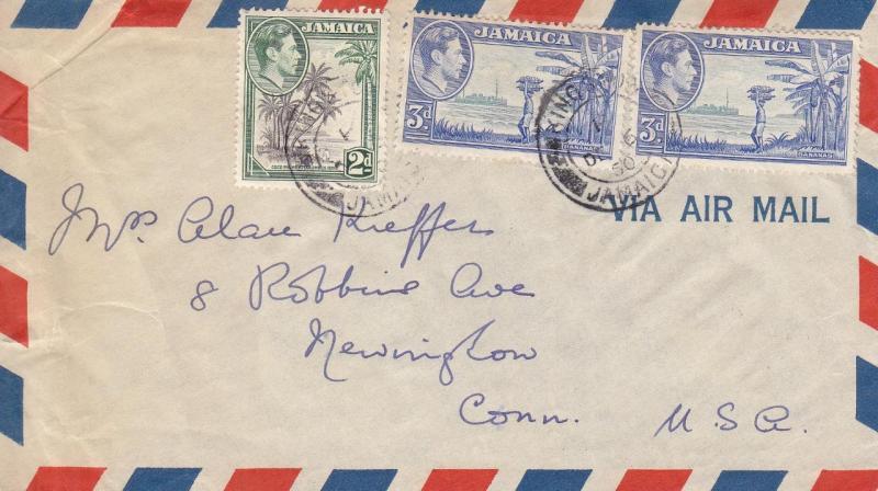 1950, Jamaica to CT, Airmail (8091)