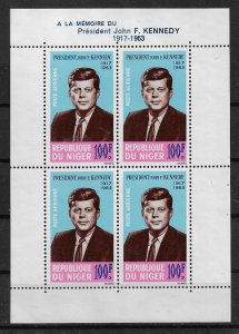 1969 Niger #C44a Kennedy Memorial MNH sheet of 4