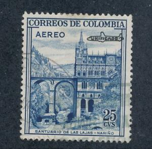 Colombia 1959 Scott C334 used - 25c, Las Lajas Shrine Ovptd