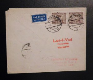 1923 Poland Airmail Cover Katowice to Warsaw Polish European Europe