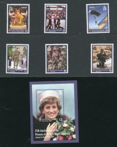 Guernsey 1402-1408 Princess of Wales Regiment Stamp Set and Sheet MNH 2017