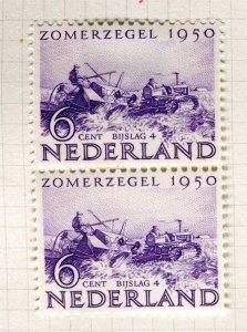 NETHERLANDS; 1950 early Social Fund issue Mint hinged Pair 6c.