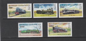 Central Africa # 633-637, Locomotives - Trains, Mint  NH, 1/2 Cat