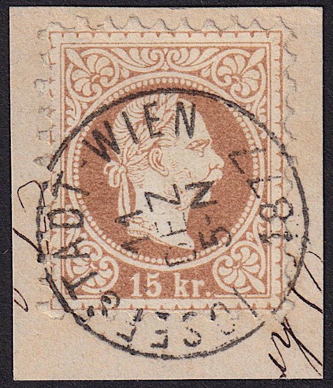 Austria - 1877 - Scott #38 - used on piece - JOSEFSTADT-WIEN pmk