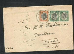 TANGANYIKA COVER (P2604B) 1934 KGV 5CX2+20C COVER KILOSA VIA DAR-USA WITH LETTER 