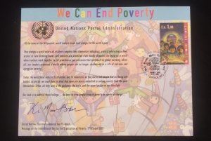 D) 2008, UNITED NATIONS, FIRST DAY COVER, ISSUE, WE CAN END POVERTY, MESSAGE