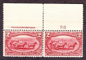 US 286 2c Trans-Mississippi Plate #715 Inscription Pair F-VF OG H SCV $60