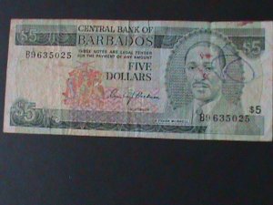 ​BARBADOS-1996-CENTRAL BANK $5 DOLLAR.CIRULATED NOTE-VF WE SHIP TO WORLDWIDE