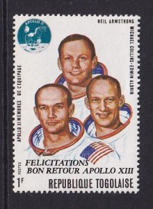 Togo   #741  MNH 1970 moon landings Apollo 1fr Neil Armstrong