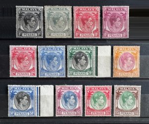 MALAYA PENANG 1949-52 KGVI 12V (part set) MNG  M5796A