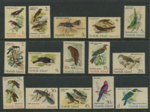 Norfolk Is - Scott 126-140 - Birds General Issue -1970 - MNH - Set of 15  Stamps