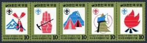 Korea South 982-986a strip,MNH.Michel 990-994. Boy Scouts Jamboree,Nordjamb-1975